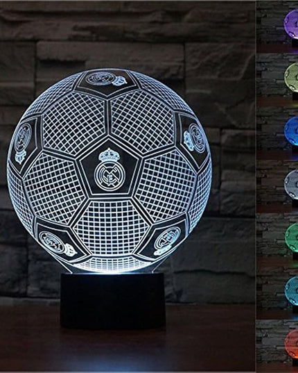SUPERNIUDB 3D Real Madrid 3D Football LED USB Night Light 7 Color Change LED Table Lamp Xmas Toy Gift - LeafyLoom
