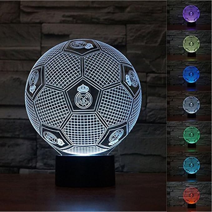 SUPERNIUDB 3D Real Madrid 3D Football LED USB Night Light 7 Color Change LED Table Lamp Xmas Toy Gift - LeafyLoom