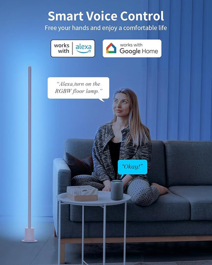 Smart Corner Floor Lamp - LED Floor Lamp with Alexa and App Control, 16 Million DIY Colors, Music Sync, DIY Color Modes,Timer Setting, Suitable for Living Room and Bedroom - LeafyLoom