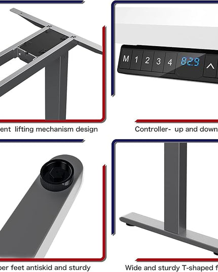AIMEZO Standing Desk Frame, Dual Motor Electric Height Adjustable Sit Stand Desk Frame with 4 Memory Preset Button, USB Charging Port for Home Office (2 Tier Legs, Gray) - LeafyLoom