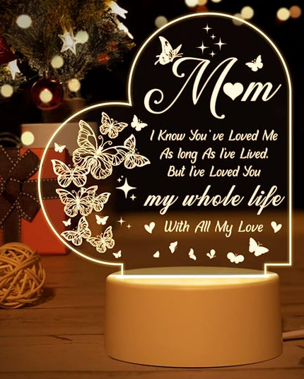 Mothers Day Gifts, Gifts for Mom, Birthday Gifts for Mom from Daughter Son, Best Mom Ever Gifts for Thanksgiving, Christmas, Engraved Night Light Gifts for Mom Who Has Everything, Bonus Mom, Stepmom - LeafyLoom