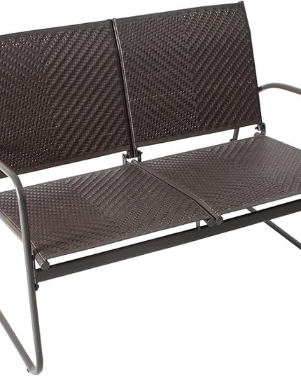 Mapleleaf 4 Pieces Rattan Patio Furniture Set, Outdoor Wicker Conversation Sofa Set, Rattan Chair and Glass Coffee Table for Yard, Pool or Backyard (Brown) - LeafyLoom