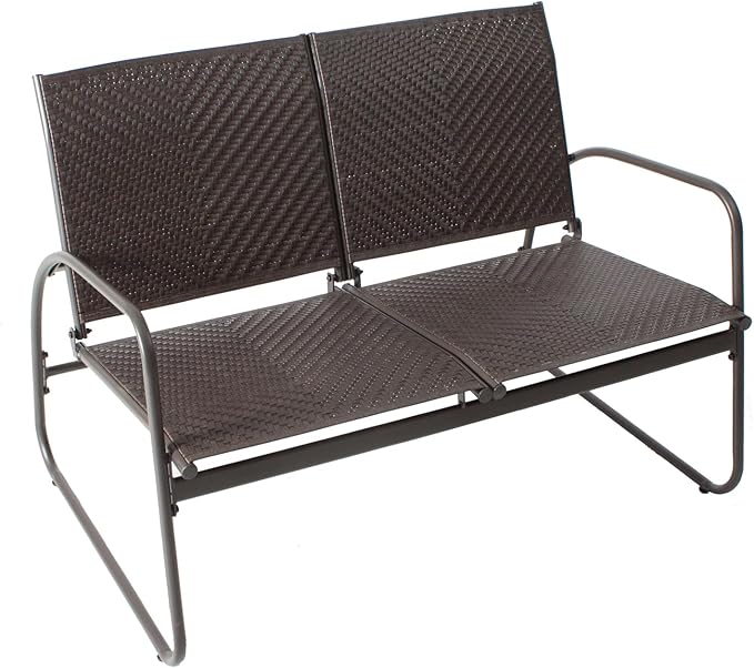 Mapleleaf 4 Pieces Rattan Patio Furniture Set, Outdoor Wicker Conversation Sofa Set, Rattan Chair and Glass Coffee Table for Yard, Pool or Backyard (Brown) - LeafyLoom