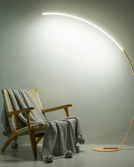 NUÜR Arc Floor Lamp, 67" Tall Gold LED Modern Standing Floor Lamp with Remote Control, Arched Bright Floor Lamps for Living Room Bedroom Office Home - LeafyLoom