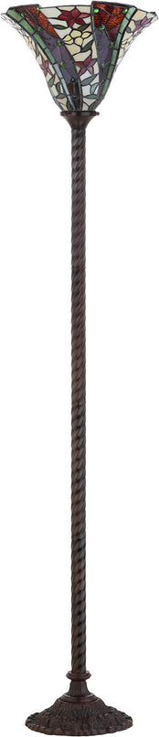 JONATHAN Y JYL8001A Williams Tiffany-Style 71" Torchiere LED Floor Lamp, Tiffany, Traditional, Art Nouveau Style, Office, Living Room, Family Room, Dining Room, Bedroom, Hallway, Foyer, Bronze - LeafyLoom