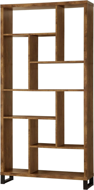 Coaster Home Furnishings Delwin 10-Shelf Bookcase Antique Nutmeg - LeafyLoom
