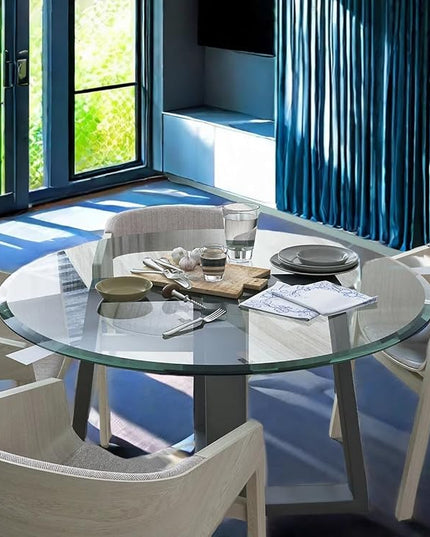 Round Tempered Glass Table Top, 36 Inch, Transparent - LeafyLoom