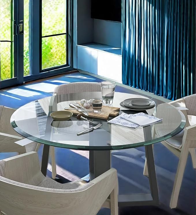 Round Tempered Glass Table Top, 36 Inch, Transparent - LeafyLoom