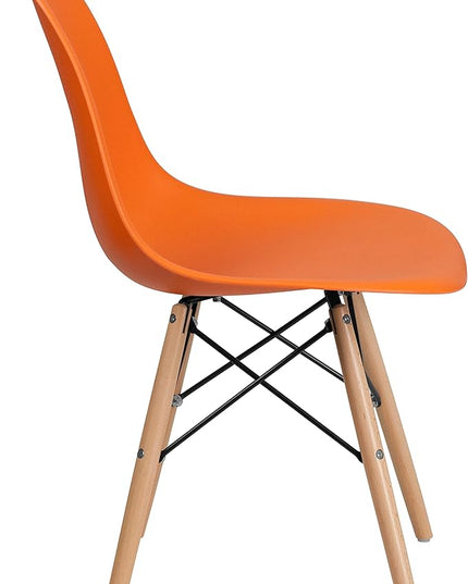 Flash Furniture 2 Pack Elon Series Orange Plastic Chair with Wooden Legs - LeafyLoom