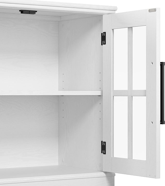 Bush Furniture Westbrook 60W TV Stand for 75 Inch TV in White Ash | Living Room Entertainment Center with Storage - LeafyLoom