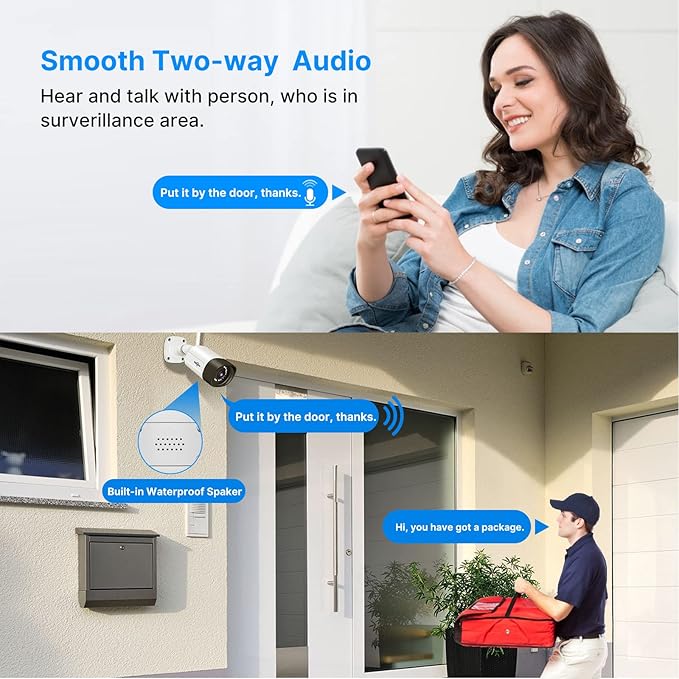 Hiseeu 5MP Wireless Pro Security Camera System with 12" LCD Monitor and 3T HDD Outdoor Use 24/7 Recording Motion Detection Color Night Vision 2 Way Audio Expandable 10CH 8MP NVR Plug and Play Hiseeu