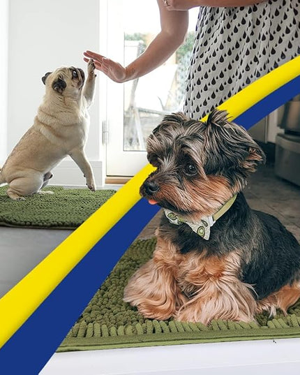 Muddy Mat® Original Dog Door Mat for Muddy Paws, Super Absorbent Microfiber, Non-Slip Washable Pet Rug, Quick Dry Chenille Entryway Carpet, Machine Washable Indoor Outdoor mat, Army Green 35"x60" MuddyMat