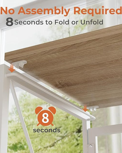 Coavas 31.5 inch Folding Desk No Assembly Required, Writing Computer Desk Space Saving Foldable Table Simple Home Office Desk, White Oak - LeafyLoom