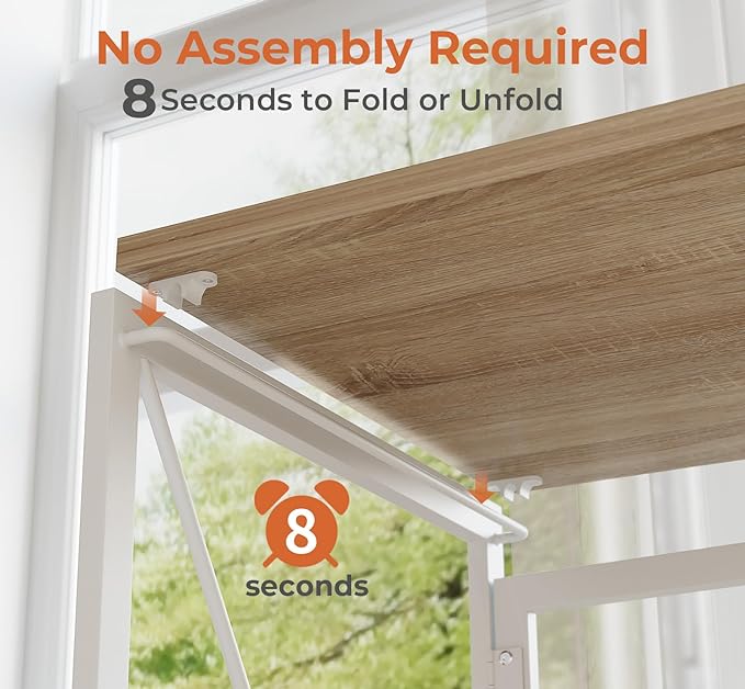 Coavas 31.5 inch Folding Desk No Assembly Required, Writing Computer Desk Space Saving Foldable Table Simple Home Office Desk, White Oak - LeafyLoom