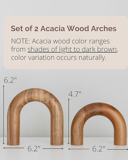 Wood Arch Bookshelf Decor - Shelf Decor Accents, Coffee Table Decor Items, Modern Home Decor, Entryway Decor, Decorative Objects, Coffee Table Decorations Living Room, Desk Decor Aesthetic - LeafyLoom