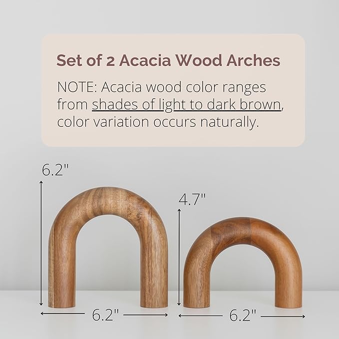 Wood Arch Bookshelf Decor - Shelf Decor Accents, Coffee Table Decor Items, Modern Home Decor, Entryway Decor, Decorative Objects, Coffee Table Decorations Living Room, Desk Decor Aesthetic - LeafyLoom