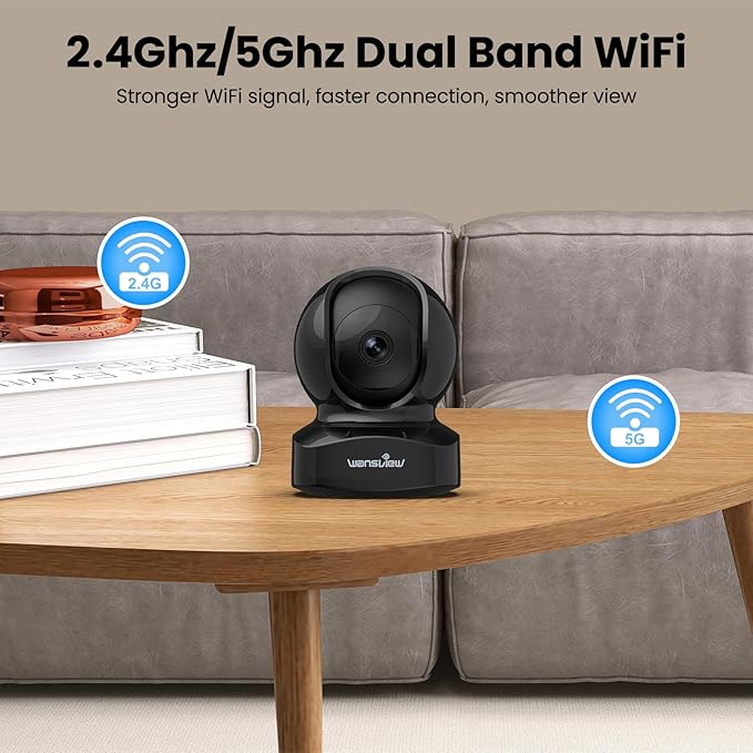 wansview Security Camera, IP Camera, WiFi Home Indoor Camera for Baby/Pet/Nanny, 2 Way Audio Night Vision, Compatible with Alexa, with TF Card Slot and Cloud, Q5 (Black, 5MP) Wansview