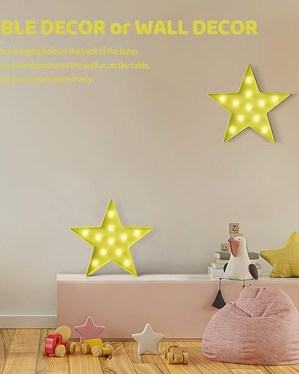 Yellow Star Birthday Party Decorations, Battery Powered Star Night Light for Kids, Kids Room Decor for Bedrooms, Baby Night Light, Toddler Room Decor, Kids Room Decor, Wall Decor for Bedroom - LeafyLoom