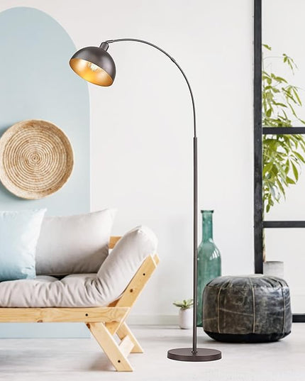 Arch Floor Lamp with Remote Control, Farmhouse Industrial Standing Lamp, 70” Dimmable Tall Lamp with 360° Adjustable Hanging Metal Shade, Over Couch Lamps with 9W LED Bulb (Oil Rubbed Bronze) - LeafyLoom