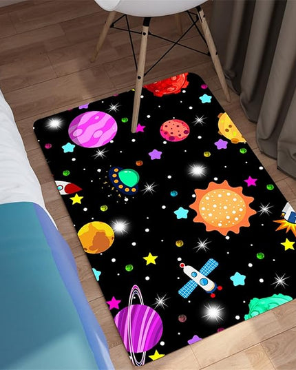 Space Rug - Space Rug for Boys Room Solar System Rug Planet Carpet for Kids Outer Space Area Rug Bedroom Boys Kids Rugs for Playroom Galaxy Rugs for Boys Bedroom,Black,2'×3' - LeafyLoom