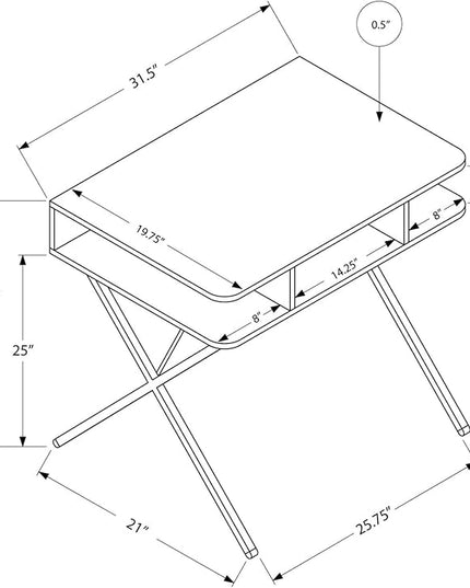 Monarch Specialties I 7100 Computer Desk, Home Office, Laptop, Storage Shelves, 31" L, Work, Metal, Laminate, White, Grey, Contemporary, Modern - LeafyLoom