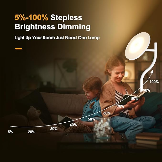 PESRAE 36W/3600LM LED Torchiere Bright Standing Lamp for Living Room, Rotatable Tall Lamp with Remote Control, Stepless Color Temperatures and Dimming Floor Lamps for Bedroom Office (Gravel White) - LeafyLoom