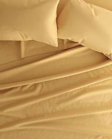 Linen Market Bed Sheets for Queen Size Bed (Gold) - Sleep Better Than Ever with These Soft and Cooling Queen Sheets - Deep Pocket Fits 16" Thick Beds - 4 Piece Queen Sheet Set - LeafyLoom