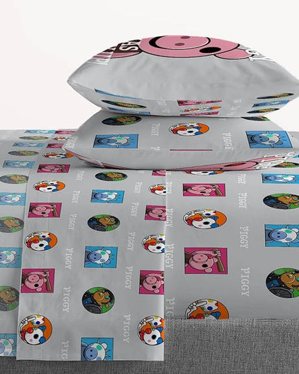 Jay Franco Piggy Join US 7 Piece Queen Size Bed Set - includes Comforter & Sheet Set - Super Soft Fade Resistant Polyester (Official Piggy Product) - LeafyLoom