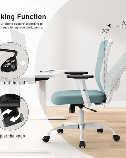 Office Chair, Ergonomic Desk Chair with Adjustable High Back, Breathable Mesh Computer Chair with Adjustable Armrests, Rolling Swivel Comfy Task Chairs, Executive Chair for Home Office - LeafyLoom