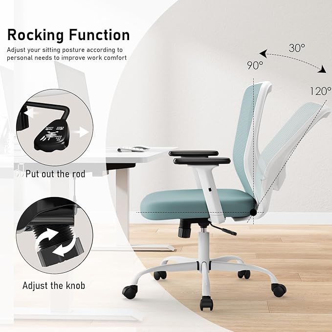 Office Chair, Ergonomic Desk Chair with Adjustable High Back, Breathable Mesh Computer Chair with Adjustable Armrests, Rolling Swivel Comfy Task Chairs, Executive Chair for Home Office - LeafyLoom