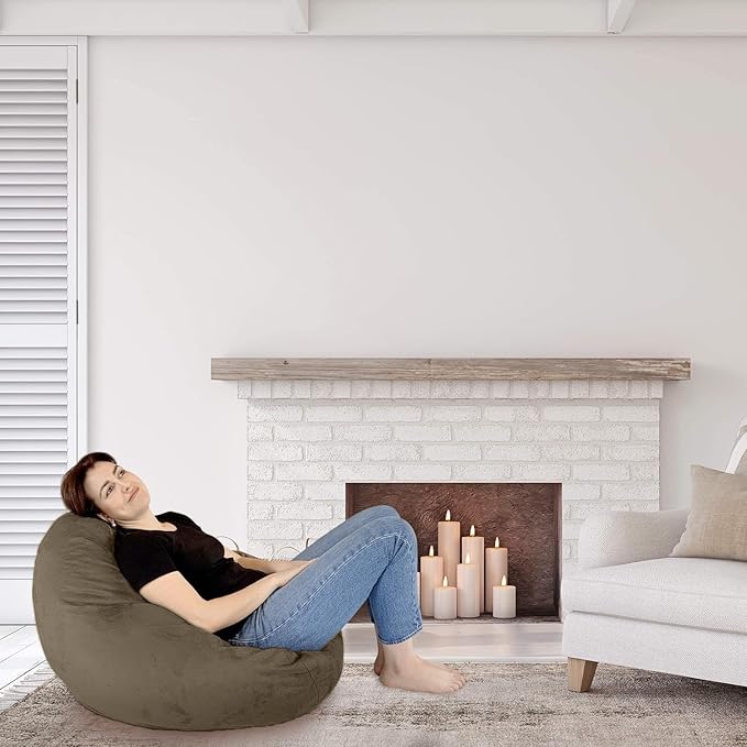 Bean Bag Stuffed Animal Storage Or Cover | No Filler | Extra Large | for Adults Or Kids | Double Stitched | Durable Zipper | Premium Microsuede - LeafyLoom