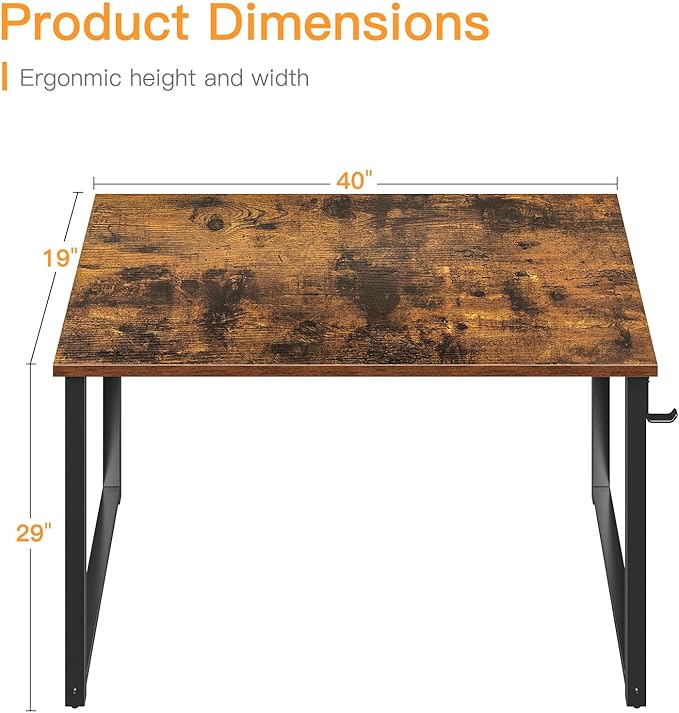 Coleshome 40 Inch Computer Desk, Modern Simple Style Desk for Home Office, Study Student Writing Desk, Vintage - LeafyLoom