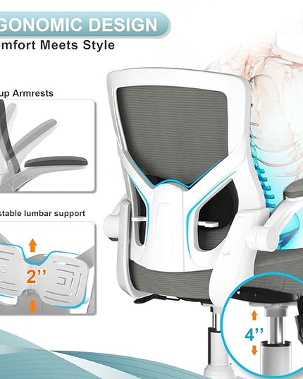 Office Chair, High Back Desk Chair Adjustable Height and Ergonomic Design Home Office Computer Chair Executive Lumbar Support Padded Flip-up Armrest Swivel Task Chair - LeafyLoom