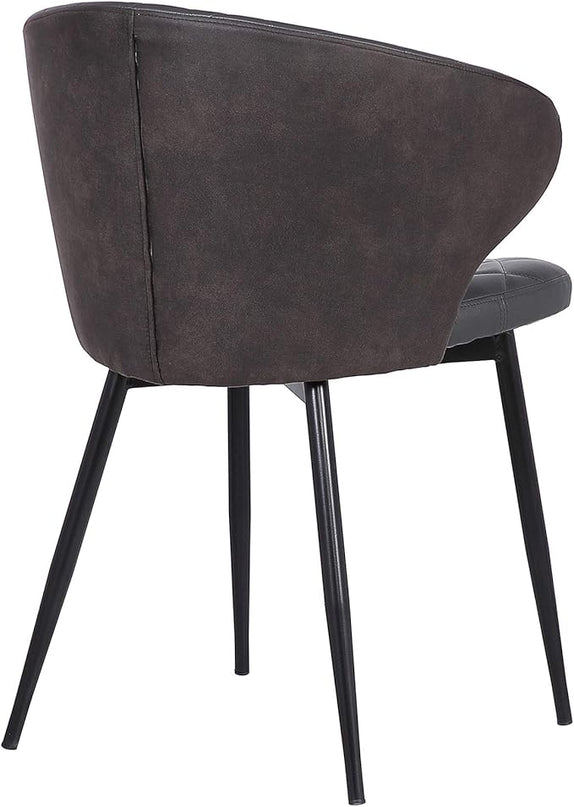 Armen Living Ava Contemporary Faux Leather Dining Room Kitchen Accent Chair, 30.5 Inch Height, Grey, Black - LeafyLoom