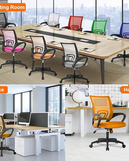 Home Office Chair Ergonomic Desk Chair Mesh Computer Chair with Lumbar Support Armrest Executive Rolling Swivel Adjustable Mid Back Task Chair for Women Adults (Orange) - LeafyLoom