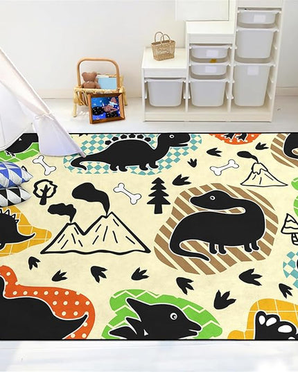 Dinosaur Rugs for Boys Bedroom - Kids Bedroom Rug Dinosaur Pattern Area Rug Kids Play Rugs for Boys Dinosaur Bedroom Decor for Boys Colorful Dinosaur Print Area Rug Kids Rugs for Bedroom,4'×5' - LeafyLoom
