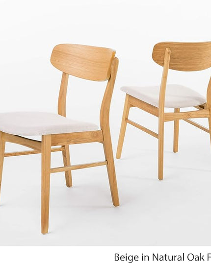 Christopher Knight Home Lucious Curved Leg Rectangular Dining Set, 5-Pcs Set, Natural Oak / Light Beige - LeafyLoom