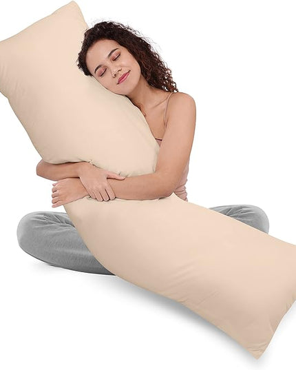 Utopia Bedding Full Body Pillow for Adults (Beige, 20 x 54 Inch), Long Pillow for Sleeping, Large Pillow Insert for Side Sleepers - LeafyLoom
