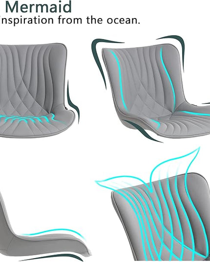 YOUTASTE Grey Dining Chairs Set of 2 Faux Leather Upholstered Kitchen Dining Room Chairs Mid Century Modern Metal Legs Chairs High Back for Kitchen Restaurant Living Room Bedrooms - LeafyLoom