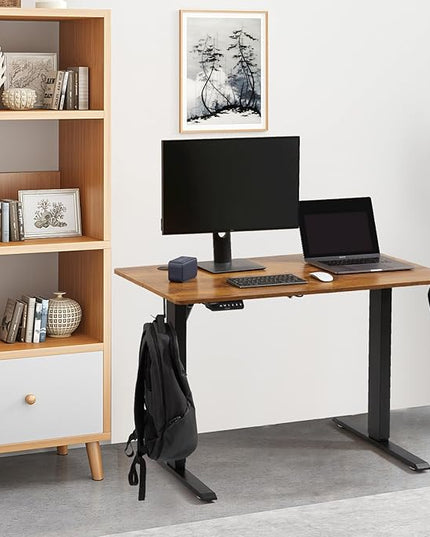 VEVOR Height Adjustable Desk, 55.1 x 23.6 in, 3-Key Modes Electric Standing Desk,Whole Piece Desk Board, Sturdy Dual Metal Frame, Max. Bearing 180 LBS Computer Sit Stand up Desk, for Home and Office - LeafyLoom