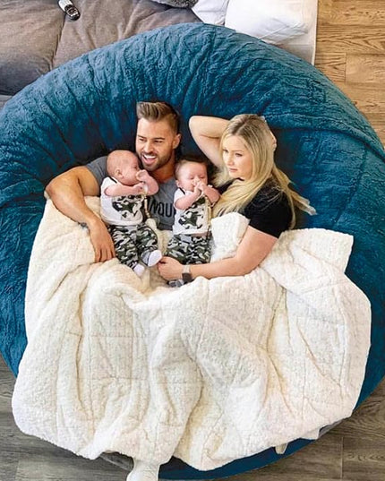 6FT Giant Fur Bean Bag Chair Cover, Ultra Soft Bean Bag Bed for Adults (No Filler, Cover only), Big Round Soft Fluffy Faux Fur Bean Bag Lazy Sofa Bed Cover, Machine Washable Big Size Bean Bag Cover - LeafyLoom