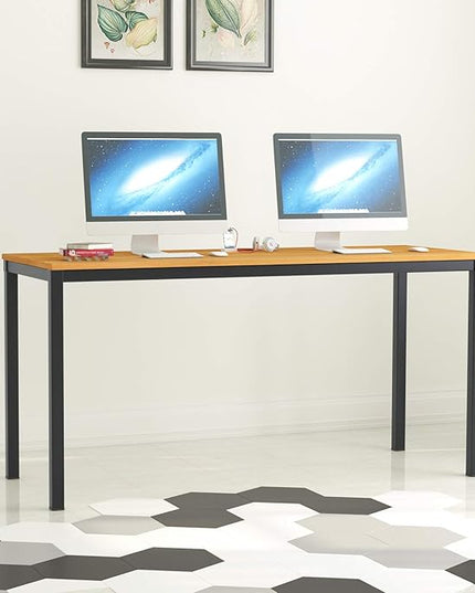soges 63 Inch Long Computer Desk Home Office Table Writing Desk Study Table Gaming Table Computer WorkstationsTeak GCP2AC3-160TB - LeafyLoom