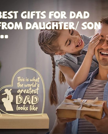 Wood LED Display Base with Acrylic Sheet, Dad Gifts from Daughter Son LED Acrylic Light Base Wood Display LED Stand - LeafyLoom