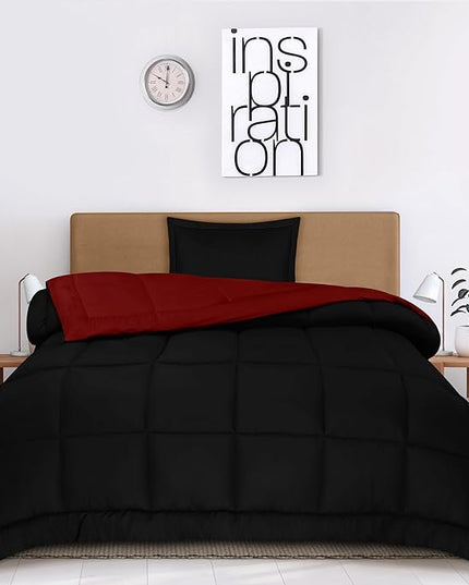 Utopia Bedding Twin Comforter Set Kids with 1 Pillow Sham, Bedding Comforter Sets, Down Alternative Reversible Black/Red Comforter, Soft and Comfortable, Machine Washable - LeafyLoom