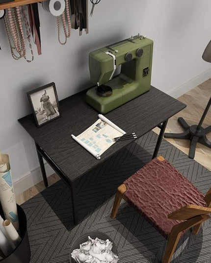 SogesGame Study Computer Desk 39.4 Inch Home Office Writing Small Desk, Modern Simple Style PC Table, Foldable Desk No Install Needed, Black - LeafyLoom