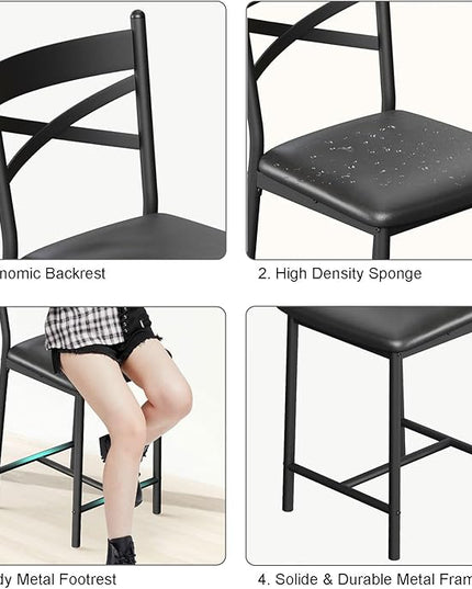 GAOMON Dining Table Set for 2, Kitchen Bar Table and Chairs for 2, Expandable Counter Height Dinner Table with 2 Chairs, Kitchen Bar Table Set with 3 Storage Shelf for Apartment - LeafyLoom