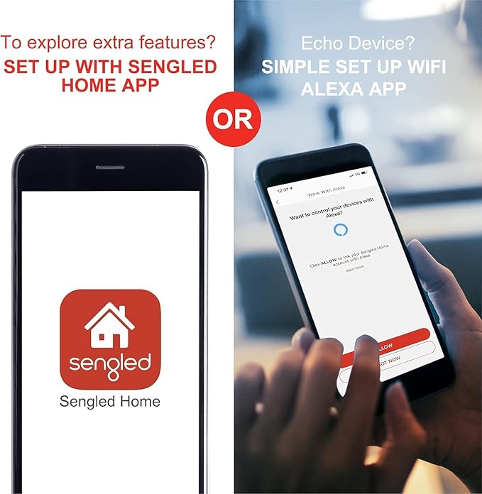 Sengled Alexa WiFi Light Bulb - Smart Bulbs That Work with Alexa/Google Assistant, A19 Daylight (5000K) - No Hub Required, 800LM 60W High CRI)60 Equivalent, 4 Count (Pack of 1) Sengled