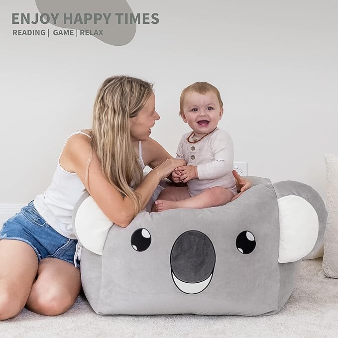 Aubliss Stuffed Animal Storage Bean Bag Chairs for Kids, Velvet Extra Soft Beanbag Chair Cover, X-Large Stuffable Zipper Bean Bag for Organizing Plush Toys Boys Girls, Koala - LeafyLoom