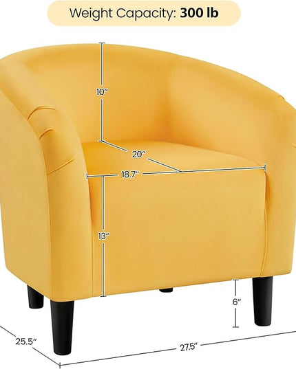 Yaheetech Yellow Chair, Accent Chair for Bedroom, Armchair for Living Room, Velvet Fabric Club Chair with Soft Padded Seat and Sturdy Legs for Bedroom Waiting Room, Yellow - LeafyLoom