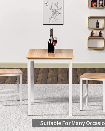 DKLGG 3 Pieces Dining Table Set, Space Saving Kitchen Table Set for 2, Small Dining Table and Chairs for 2, Compact Table w/ 2 Stools Perfect for Breakfast Nook, Living Room, Apartment - LeafyLoom